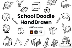 School Doodle HandDrawn Illustration, an Object Graphic by SLAB! Design