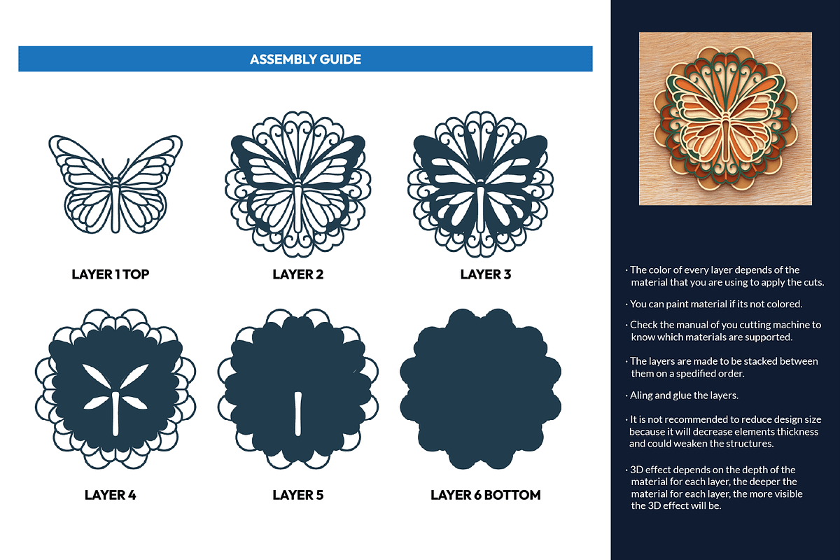 Butterfly 3D Mandala - Cut files, an Object Graphic by Arshad Ali (Photo 2 of 8)