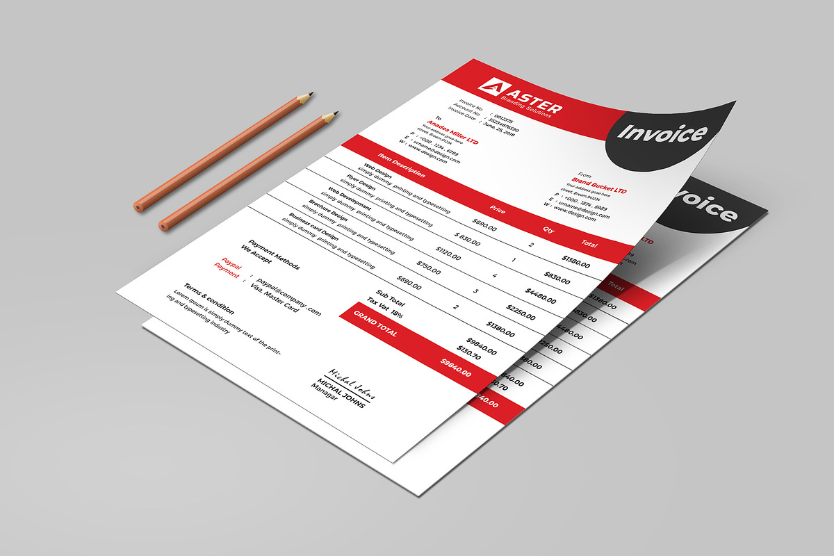 Invoice Template, a Stationery Template by UI_Expert (Photo 2 of 4)