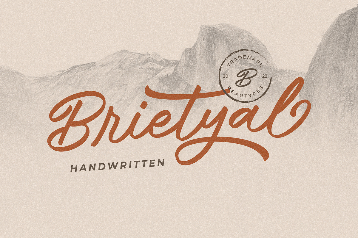 Brietyal Script | a handwritten font, a Script Font by Beautypes (Photo 1 of 8)