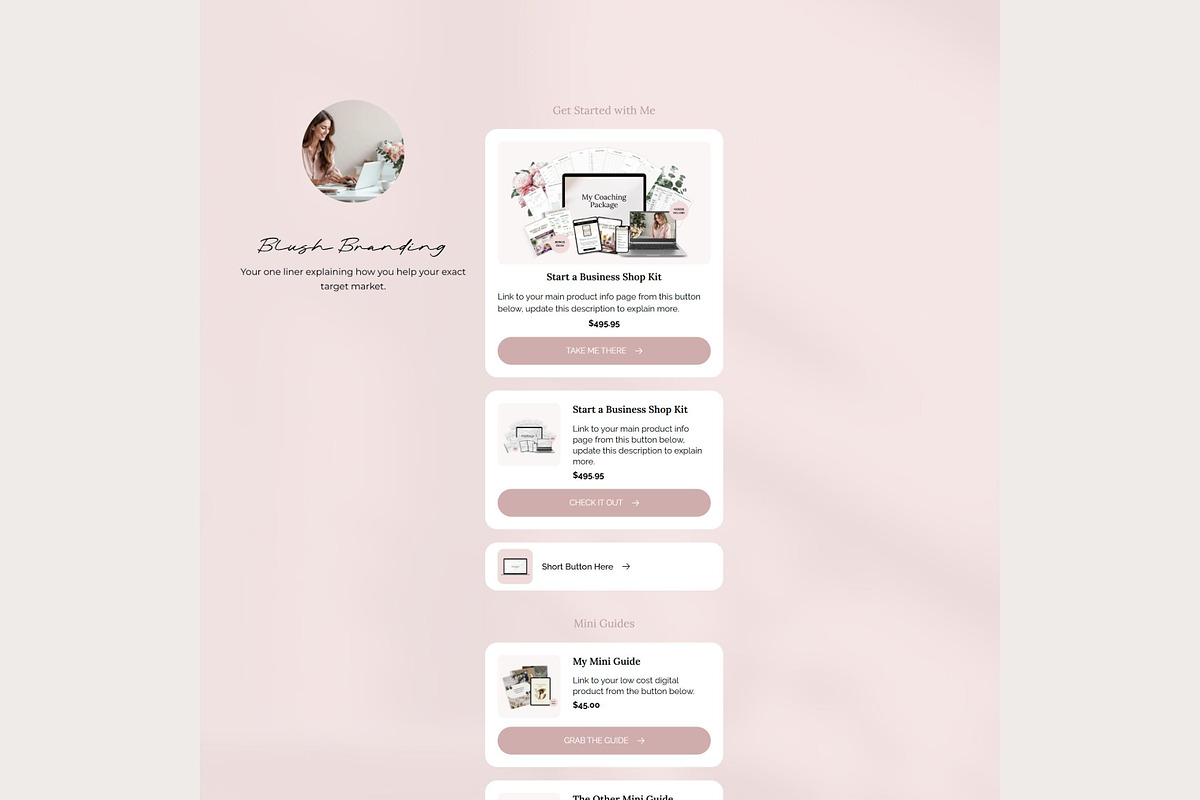 Systeme.io Blush Link in Bio, a Landing Page Template by Hayley's Digital Hub (Photo 10 of 10)