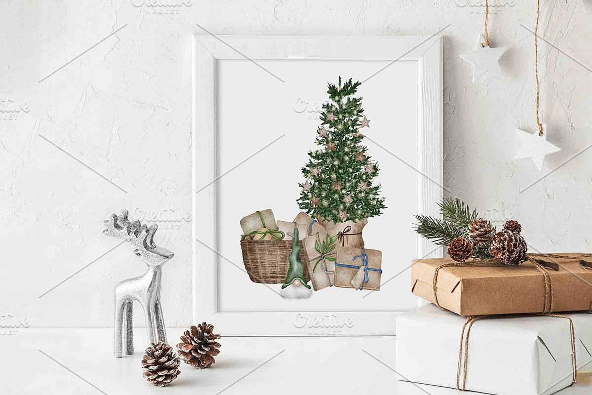Farmhouse Christmas Watercolor Set, a Seasonal Illustration by BarvArt (Photo 9 of 28)
