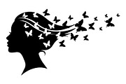 Woman Butterfly Hair Silhouette, an Object Illustration by yasushie (Thumbnail 2 of 31)