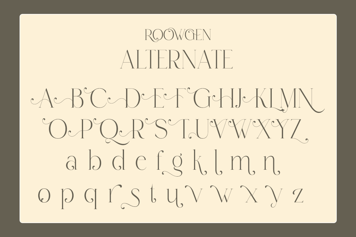 Roowgen - Elegant Swash Display, a Serif Font by Qweera Studio (Photo 10 of 12)