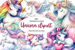 Unicorn watercolor clipart, an Illustration by CreationArt
