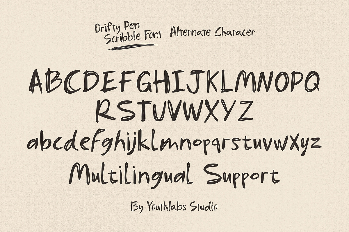 Drifty Pen – Scribble Handdrawn Font, a Handwritten Font by Youthlabs Studio (Photo 11 of 12)