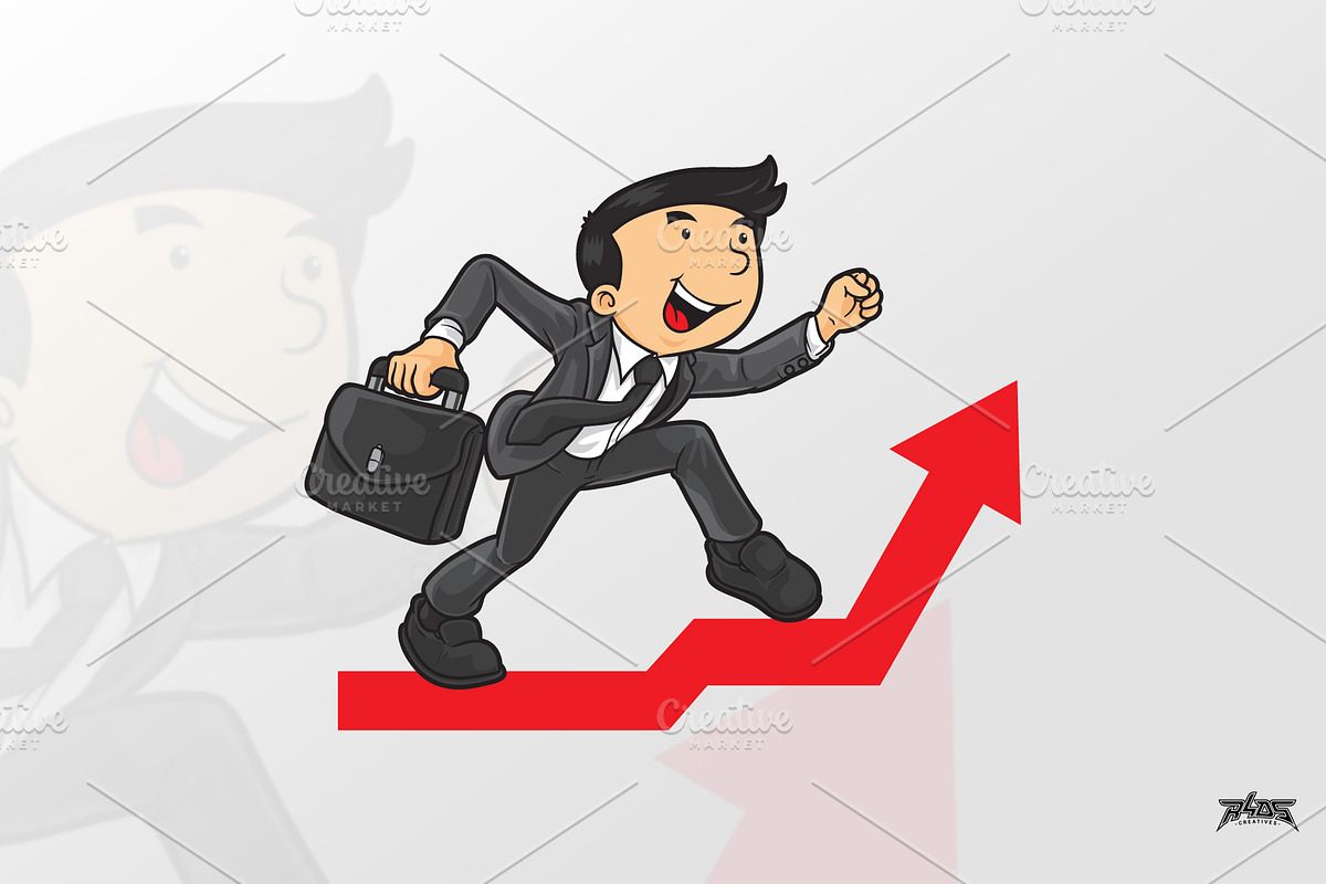 Businessman Cartoon Arrow Up, a Person Illustration by R4DS