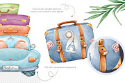 Watercolor Travel Clipart PNG Set, a Seasonal Illustration by Mespilia (Thumbnail 3 of 5)