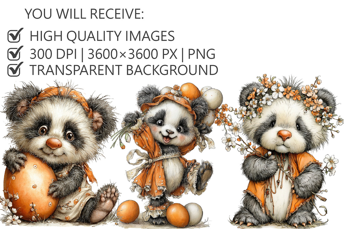 Whimsical Easter Panda Clipart, an Illustration by Pixels.Craft (Photo 2 of 5)