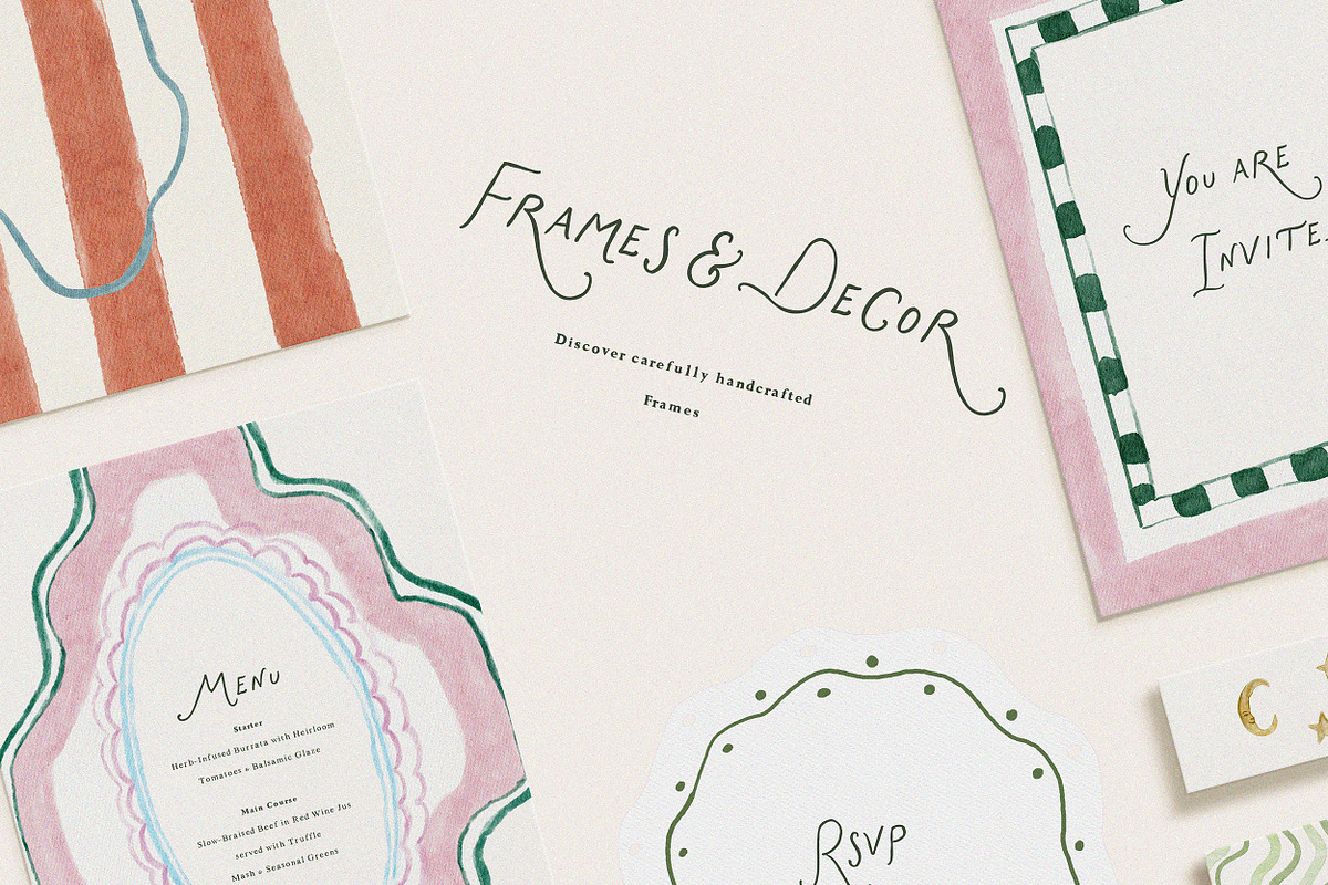 Handmade Wedding Watercolor & Frames, an Object Graphic by Laras Wonderland (Photo 4 of 11)