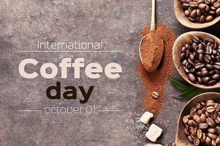 Coffee flat lay on dark background, coffee day concept, a Food & Drink Photo by Natalia Klenova's Shop