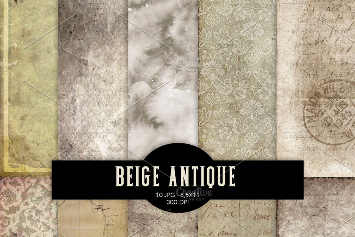 Beige Antique digital paper pack, a Texture Graphic by Scarlet Island (Photo 1 of 3)