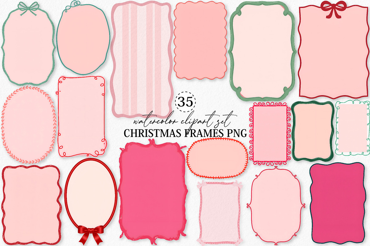 Christmas Frames PNG Clipart Bundle, an Illustration by Canvas Craft (Photo 1 of 6)