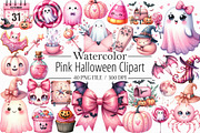 Pink Halloween Clipart. Cute Hallowe, an Illustration by Libby Wishes (Thumbnail 1 of 6)