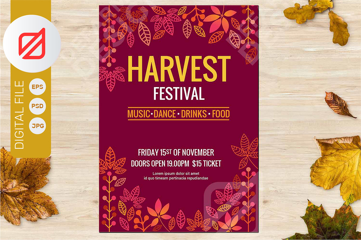 Fall Festival Autumn Party Flyer, a Flyer Template by defarmerdesign