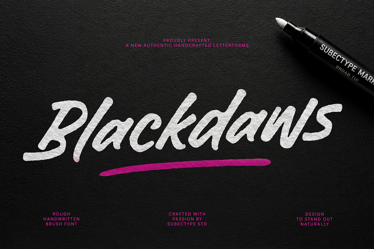 Blackdaws - Rough Handwritten Font, a Handwritten Font by Subectype Studio (Photo 1 of 12)