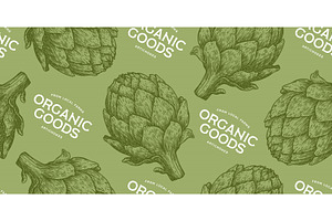 Artichoke, vegetable. Seamless, a Food Illustration by Foxys Graphic