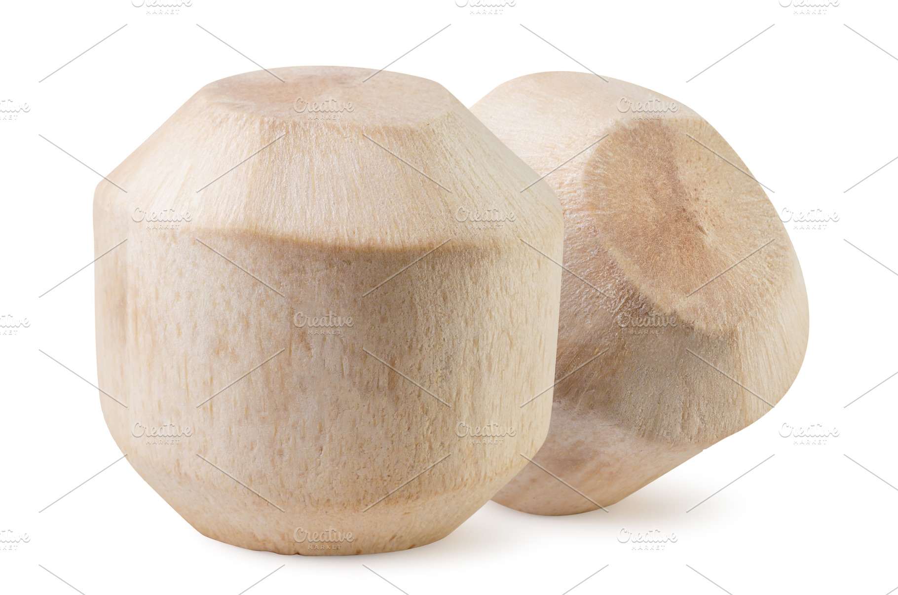 Two young coconuts close-up on a, a Food & Drink Photo by innakreativ