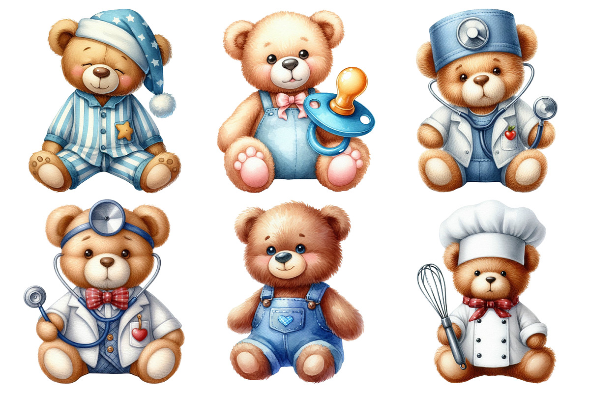 Teddy Bear Clipart, an Illustration by Pixels.Craft (Photo 3 of 7)