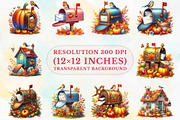 Autumn Mailbox Sublimation Clipart, an Animal Illustration by LaijuAkter (Thumbnail 2 of 3)