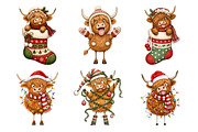 Christmas Highland Cow PNG, a Seasonal Illustration by Nicolle's Colorful Art (Thumbnail 4 of 6)