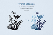 Sealife Silhouettes Illustration Set, an Animal Illustration by rouxsupplyco (Thumbnail 6 of 16)