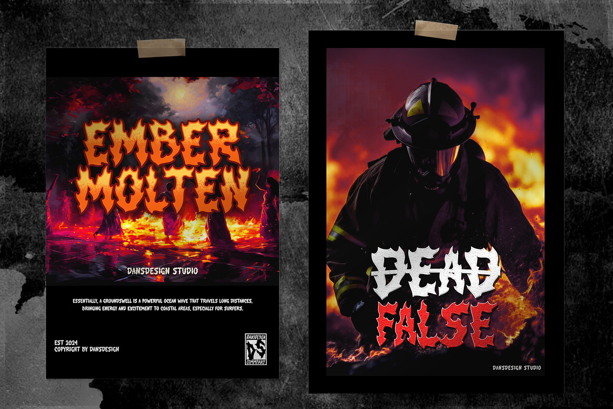Ember Molten Fire Graffiti Metal, a Blackletter Font by dansdesign (Photo 3 of 12)