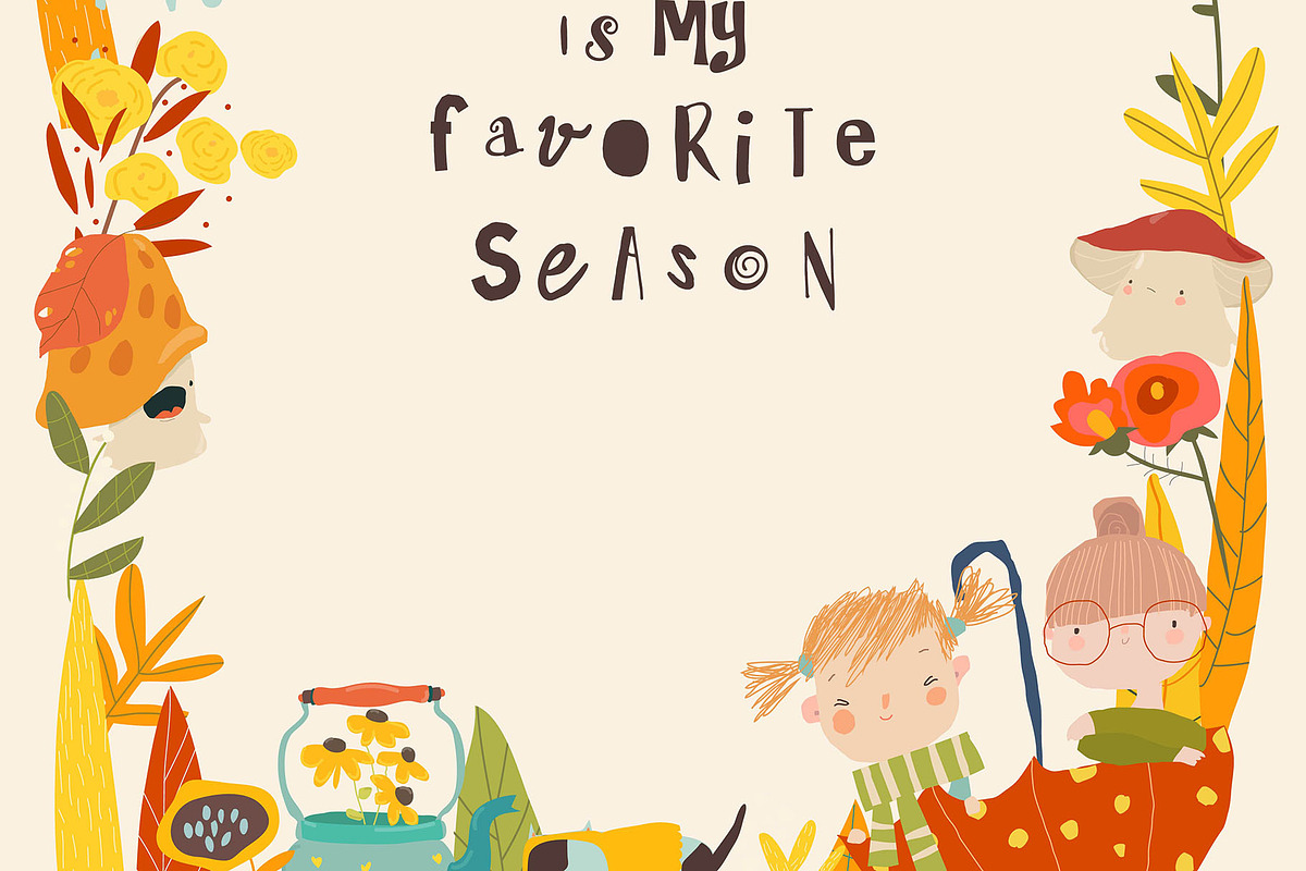 Autumn Floral Frame With Happy Kids, a Person Illustration by Maria Starus (Photo 3 of 3)