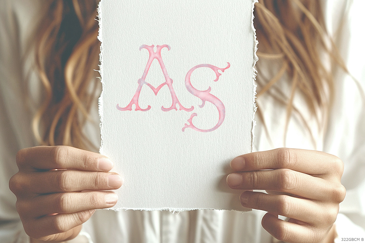 Pink monogram watercolour letters, a Decorative Illustration by GrafikBoutique (Photo 3 of 3)