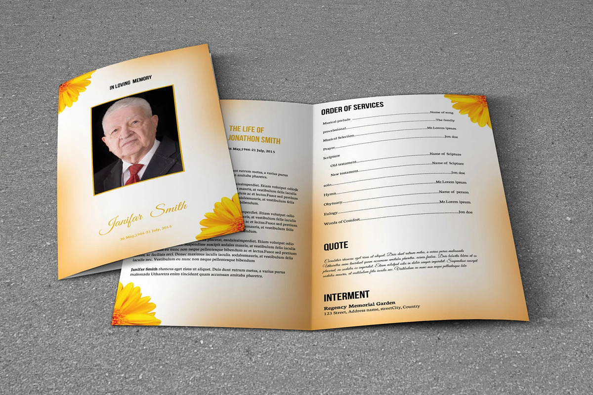 Floral Funeral Program Template, a Brochure Template by Template Shop (Photo 4 of 4)