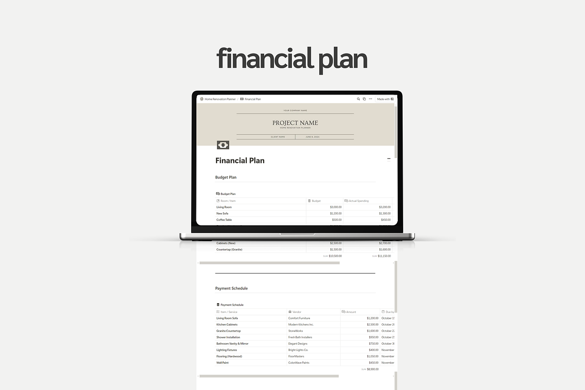 Home Renovation Notion Planner, a Presentation Template by yesitisprintable (Photo 5 of 9)