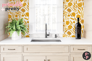 Modern Kitchen Wallpaper Mockup PSD, a Product Mockup by Printable Pretty Studio