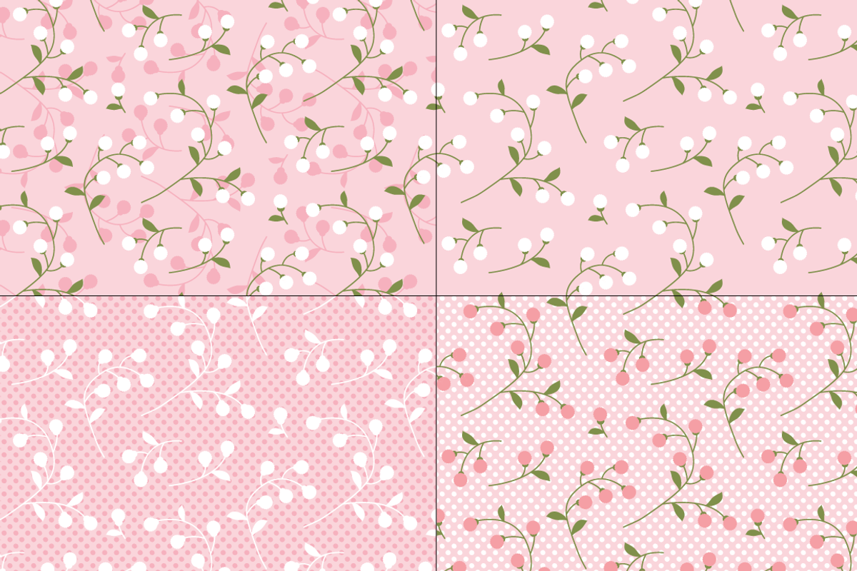 Seamless Pink Retro Florals & Dots preview 4