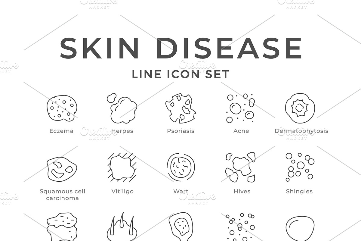 Set Line Icons of Skin Disease, an Outline Icon by motorama (Photo 1 of 2)
