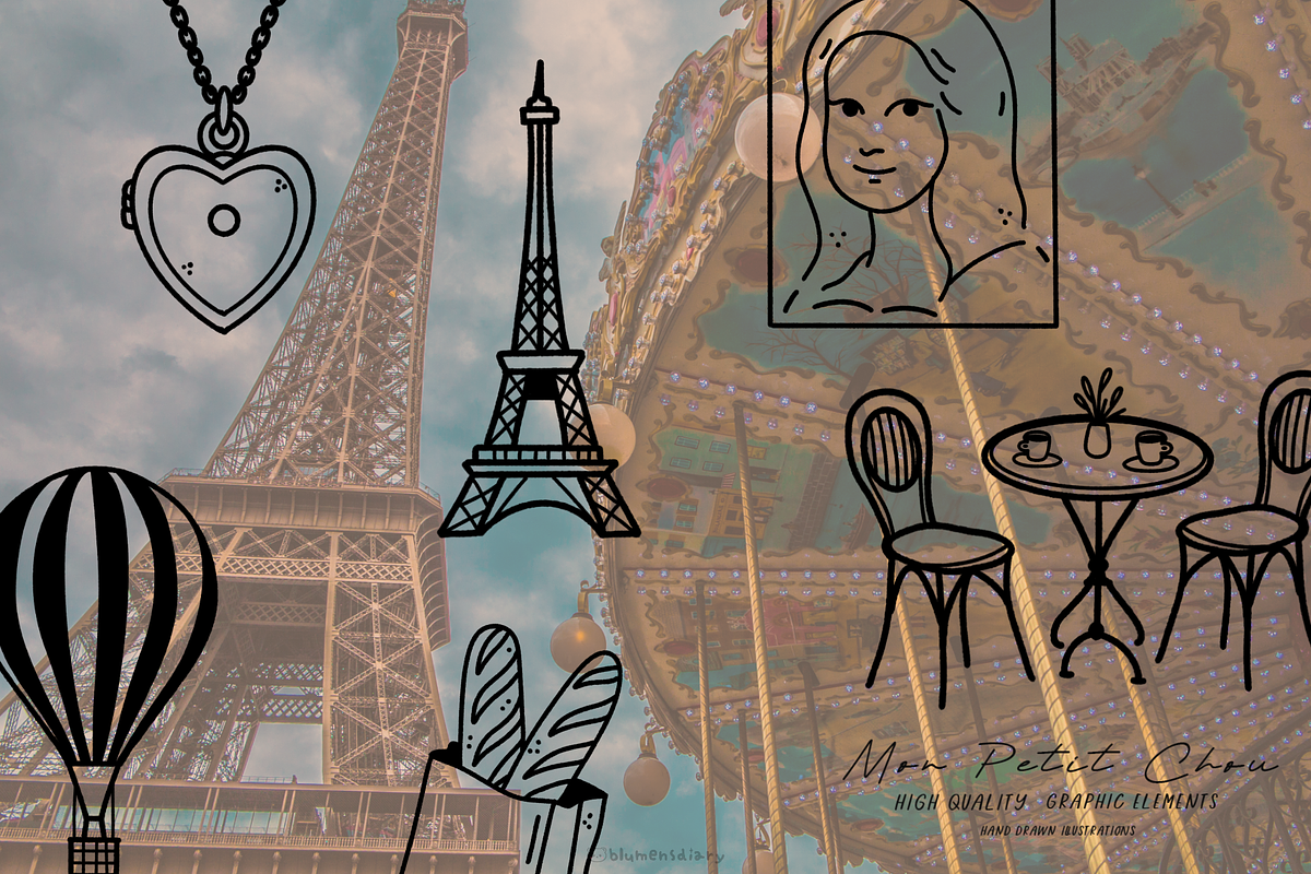 Paris Doodles Line Art, a Decorative Illustration by Blumensdiary (Photo 3 of 11)