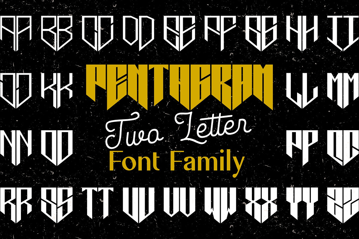 Pentagram TwoLetter - Logo Font, a Symbol Font by Intuisi Creative (Photo 1 of 3)