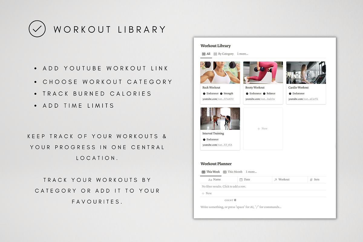 Workout Log Template for Notion, a Templates & Theme by BRANDcontent (Photo 5 of 8)