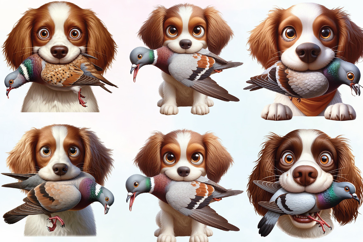 Watercolor Dog Pigeon Hunting PNG, an Illustration by CraftArtStudio (Photo 2 of 6)