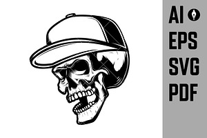 Skull In Baseball Cap