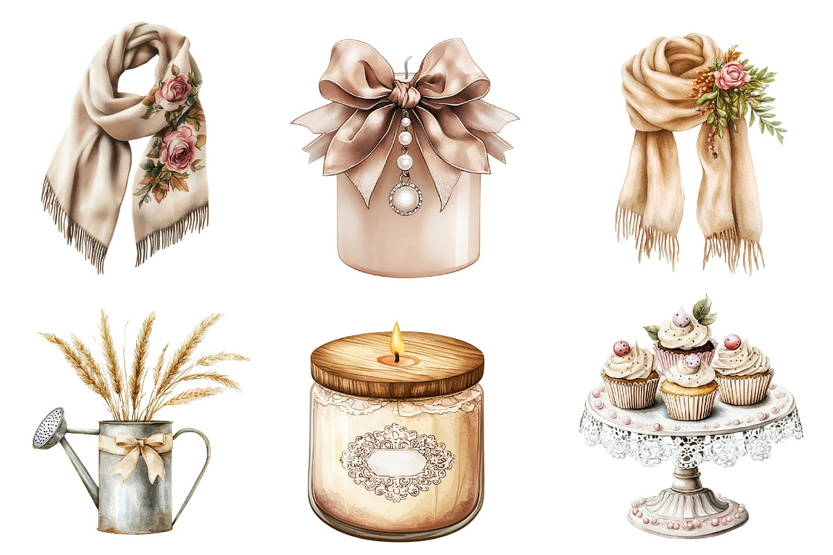 Neutral Rustic Coquette Fall Clipart, an Illustration by CreationArt (Photo 3 of 5)