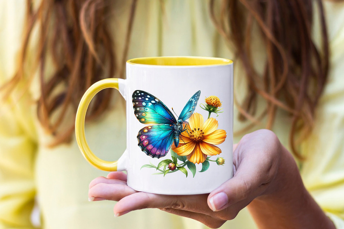 Butterfly Flowers Sublimation Clipar, an Illustration by Designworld (Photo 4 of 5)