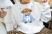 Halloween Highland Cow Ghost Clipart, an Illustration by Sublimation Artist (Thumbnail 4 of 6)