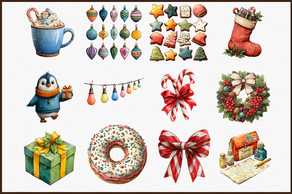 Watercolor Christmas Clipart Collect, an Illustration by Sublimation Artist (Photo 3 of 6)