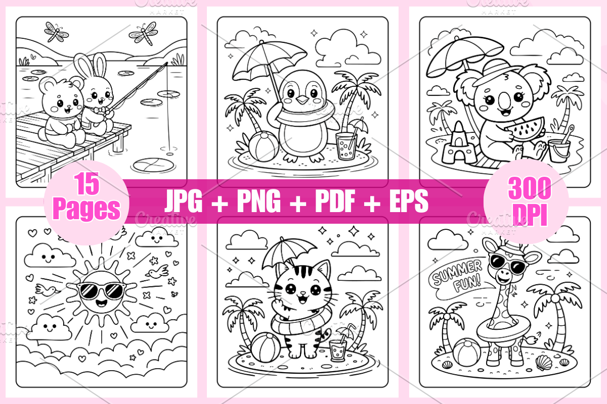 Kawaii Summer Coloring Book Vol-02, a Seasonal Illustration by Coco Bloom (Photo 2 of 3)