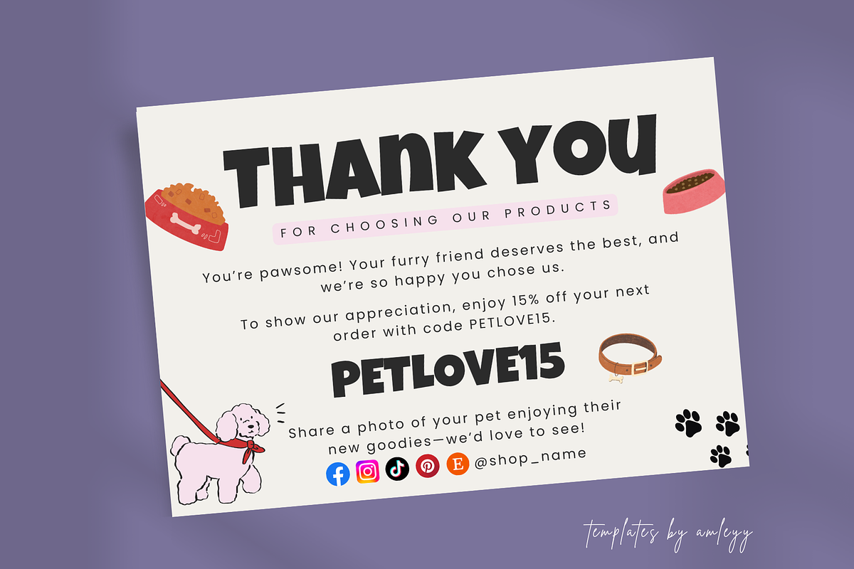pet shop thank you card, a Card Template by Elegant_Studio44 (Photo 2 of 6)