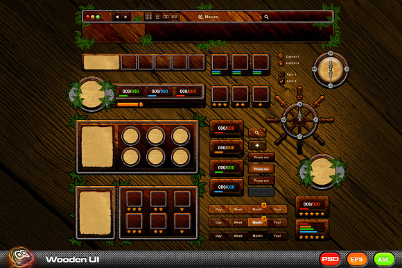 Wooden Game UI Kit preview 4