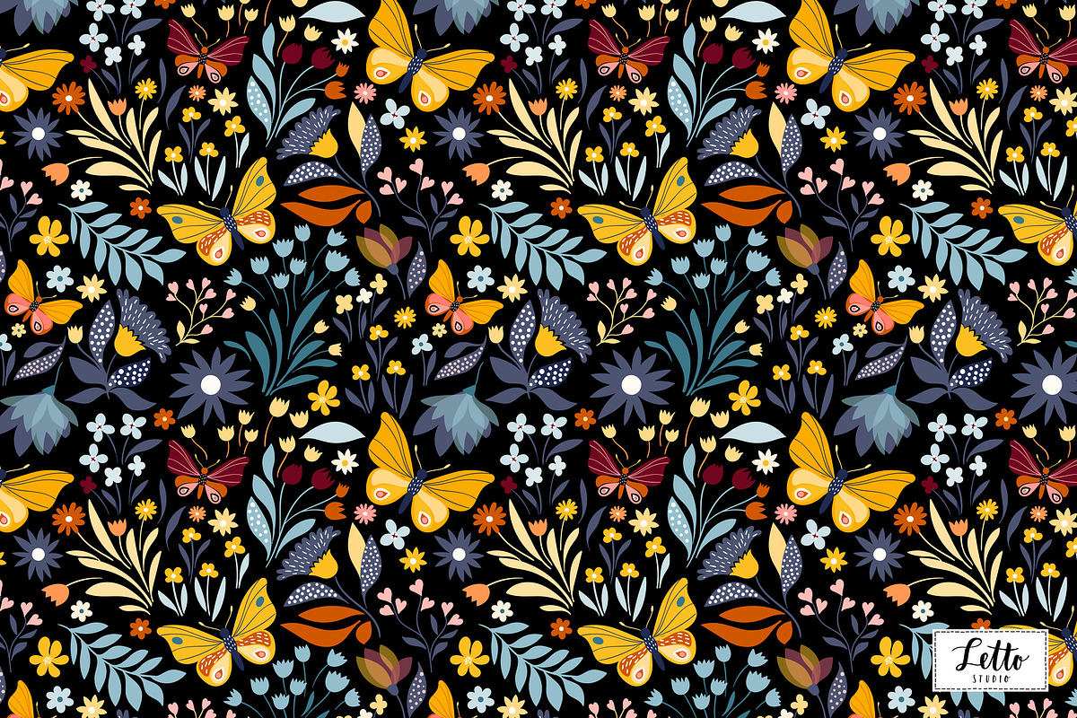 Butterflies seamless patterns set, a Pattern Graphic by Letto studio (Photo 2 of 4)