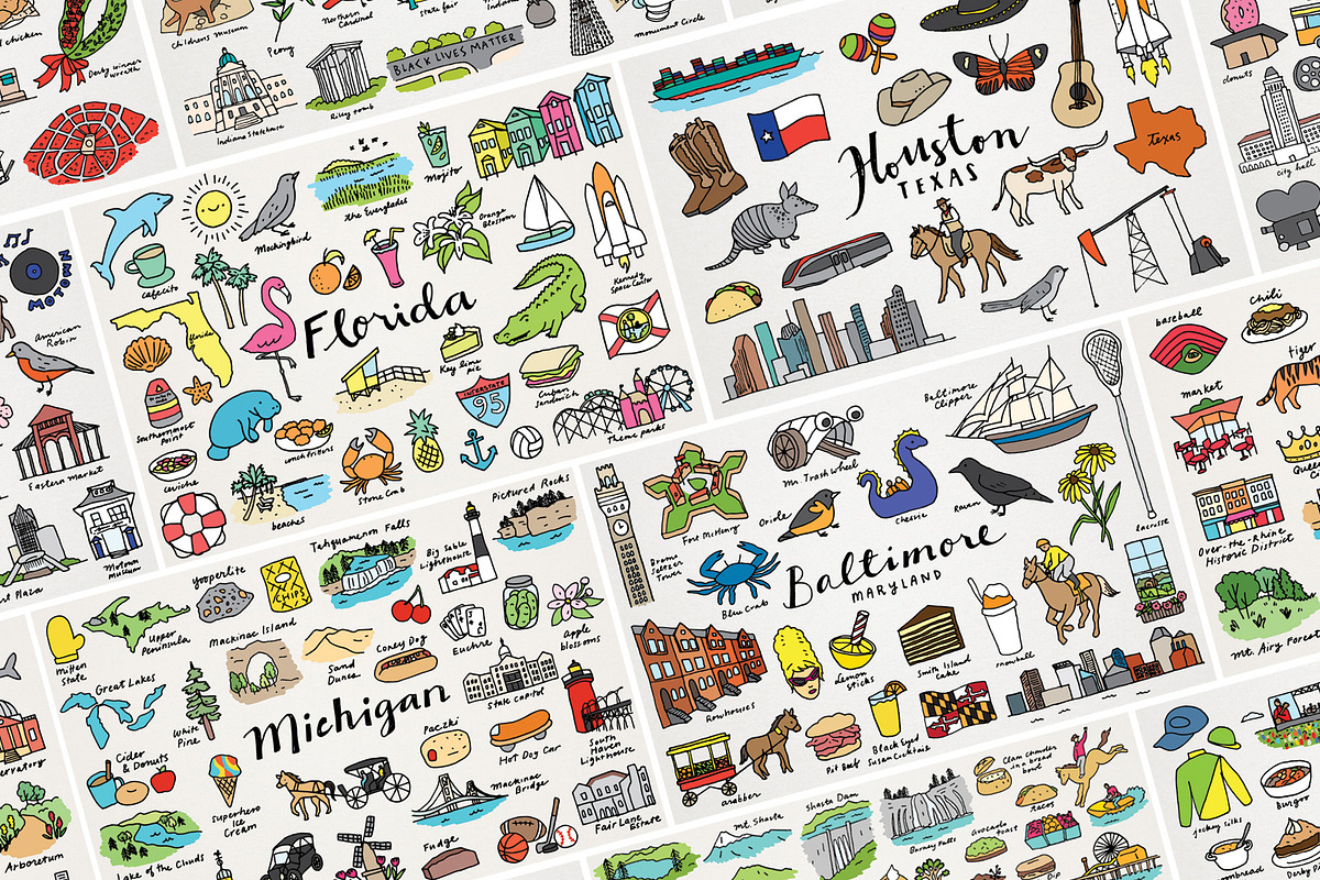 US States & Cities Art MegaPack, an Object Illustration by Lemonade Pixel (Photo 1 of 10)