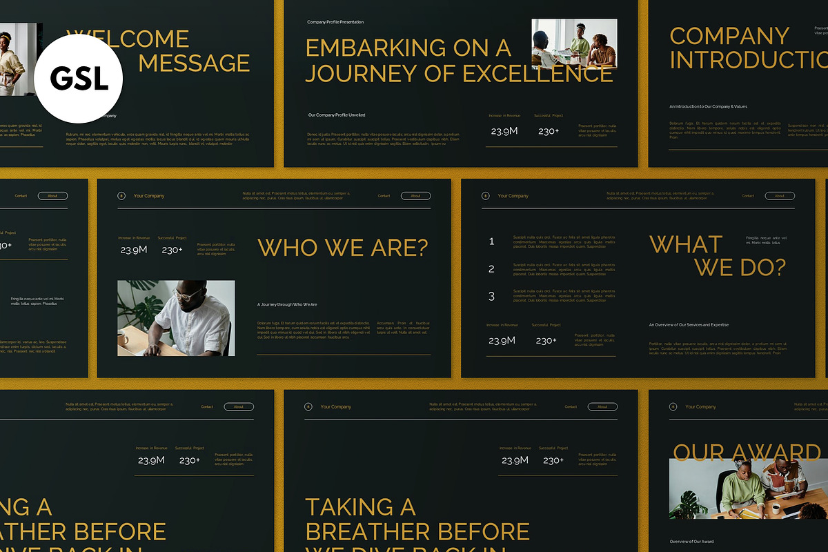 Green Company Profile Google Slide, a Presentation Template by graphicook (Photo 2 of 8)