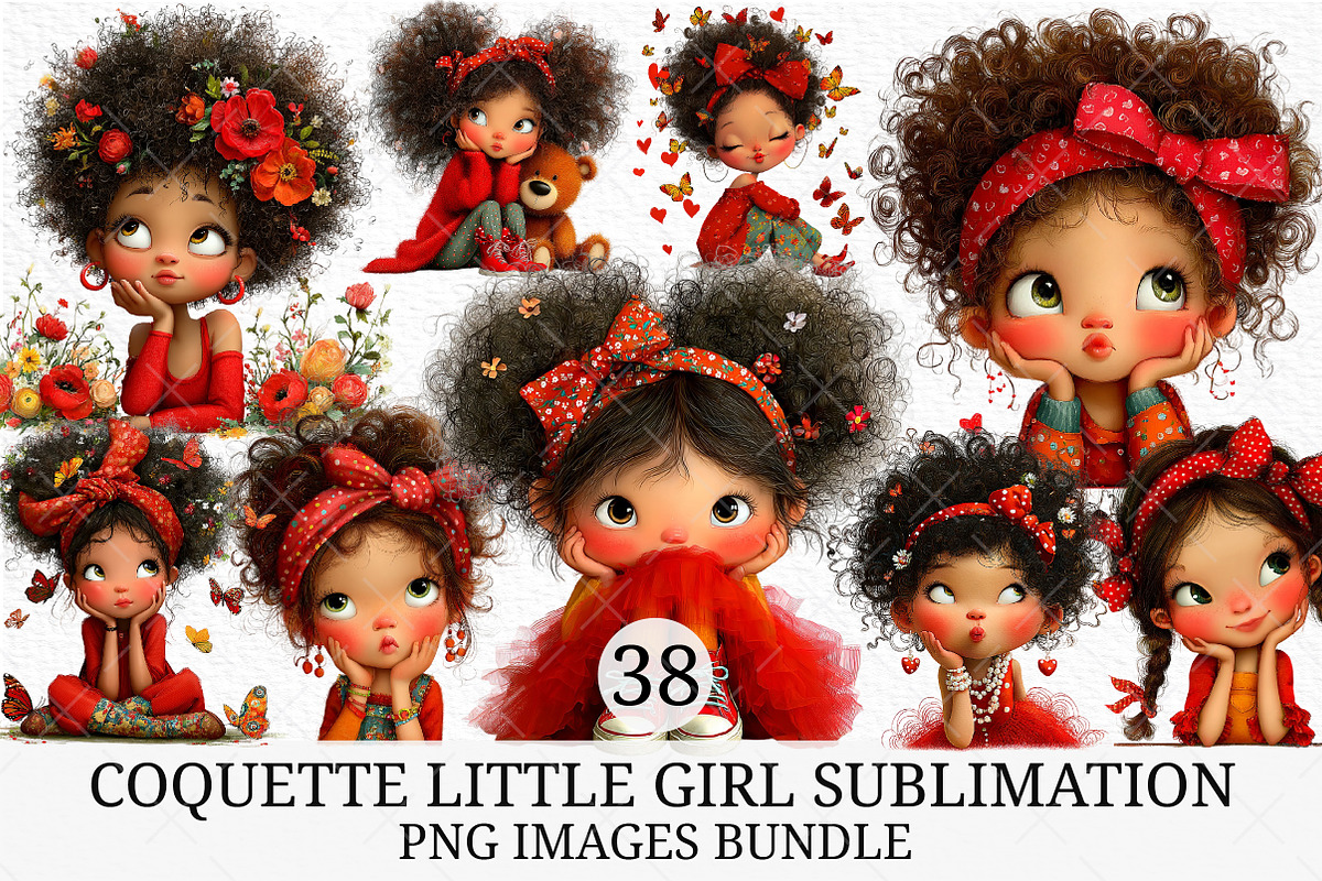 Coquette Little Girl Sublimation Png, an Illustration by Craft Nest (Photo 1 of 6)